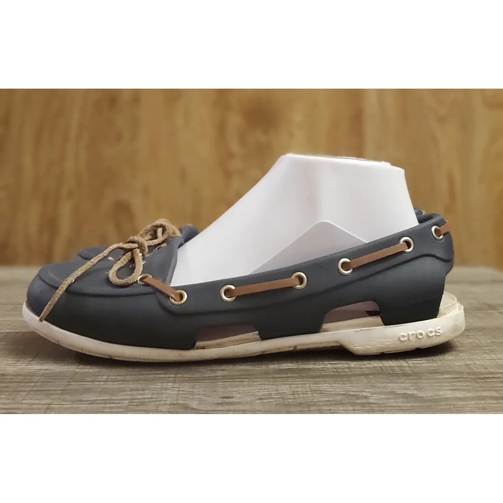 Crocs Beach Line Slip‎ On Boat Shoes Women's Size 6 Navy